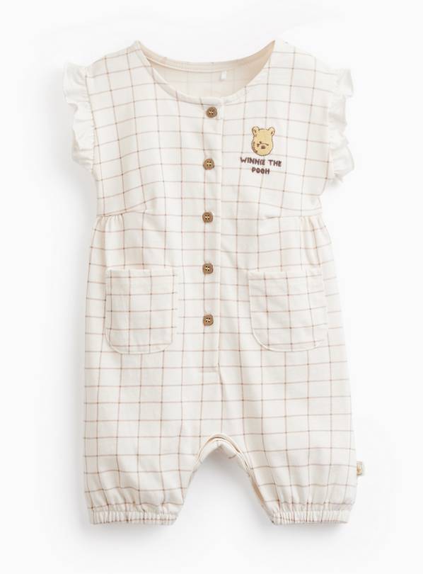 Beige Winnie The Pooh Print Frill Sleeve Romper 6-9 months