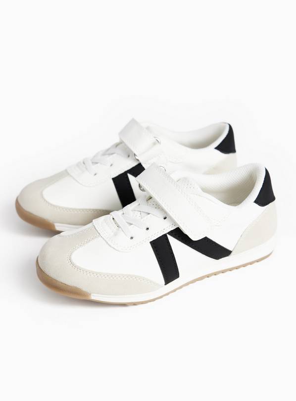 White & Black Low Profile Slim Trainers 3