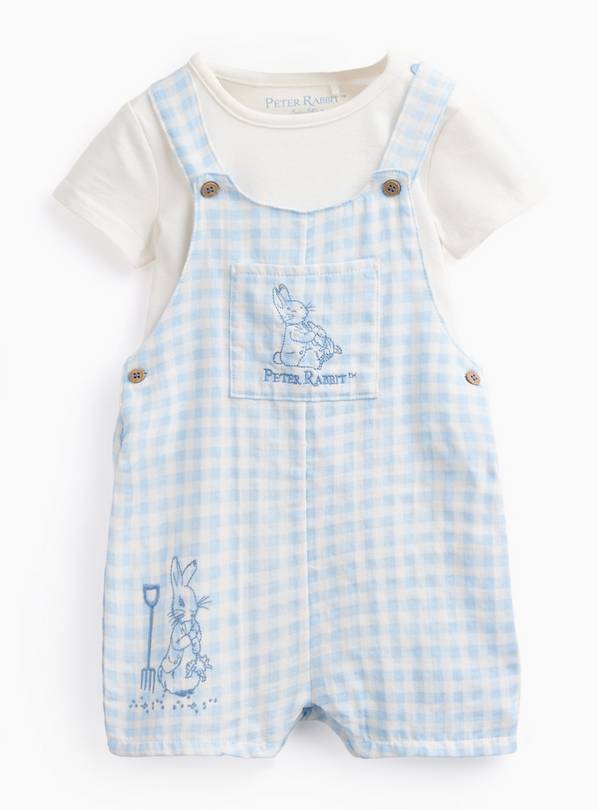 Blue Gingham Peter Rabbit Print Dungarees & Bodysuit Set 9-12 months