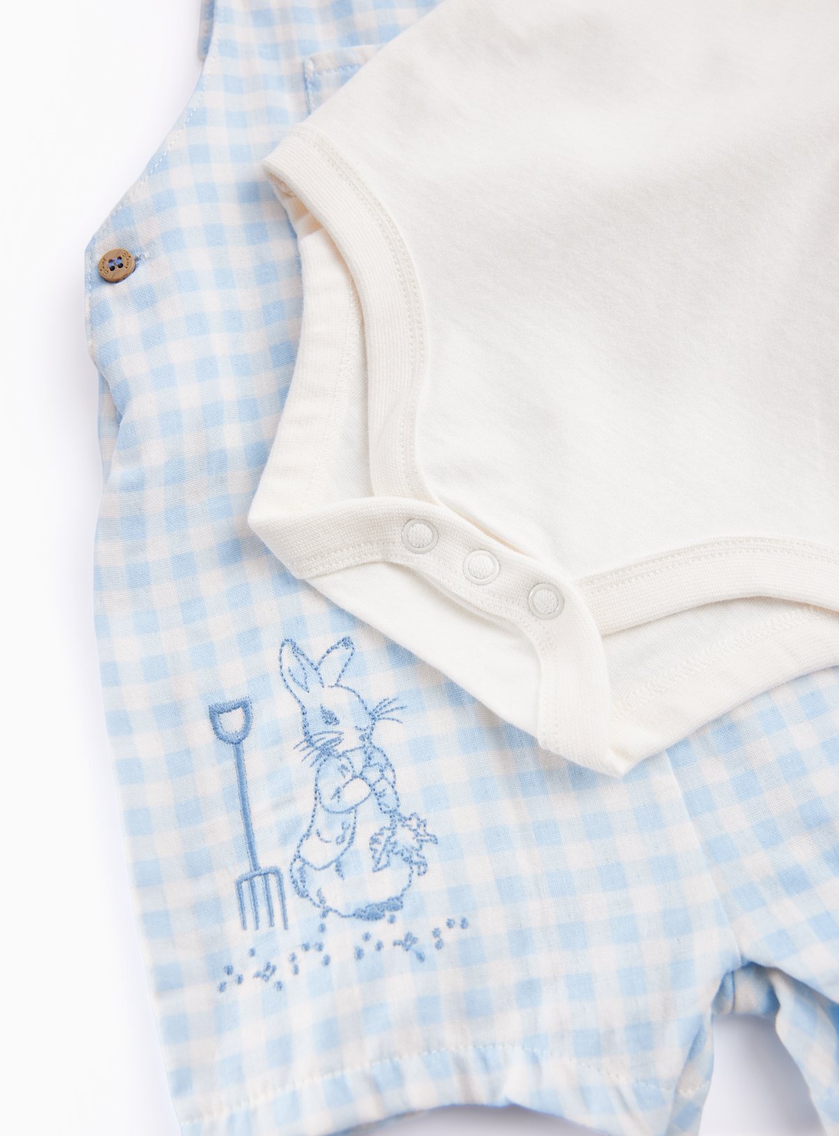 Blue Gingham Peter Rabbit Print Dungarees & Bodysuit Set 18-24 months - Image 2 thumbnail
