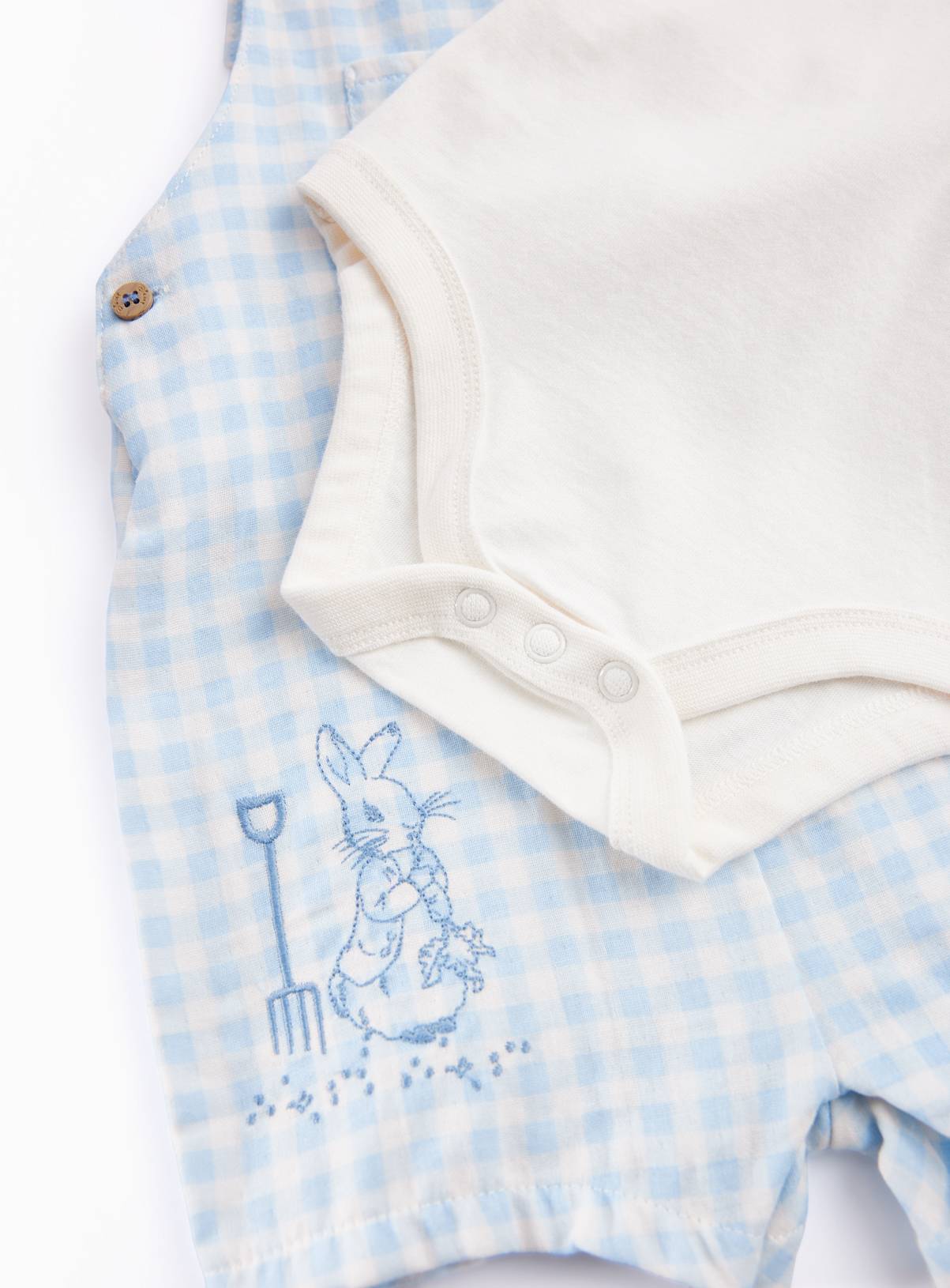 Blue Gingham Peter Rabbit Print Dungarees & Bodysuit Set 18-24 months - Image 2