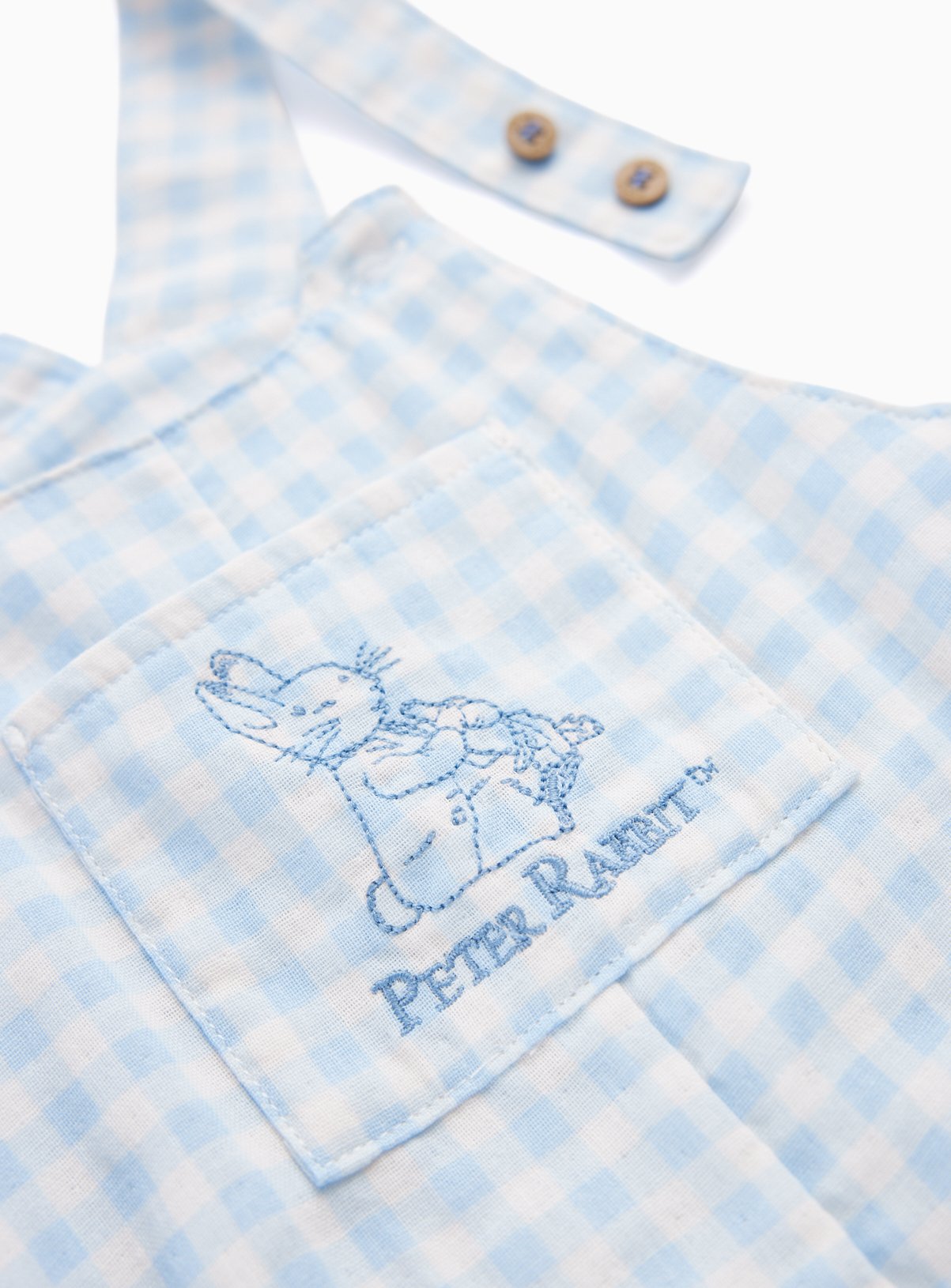 Blue Gingham Peter Rabbit Print Dungarees & Bodysuit Set 18-24 months - Image 3 thumbnail