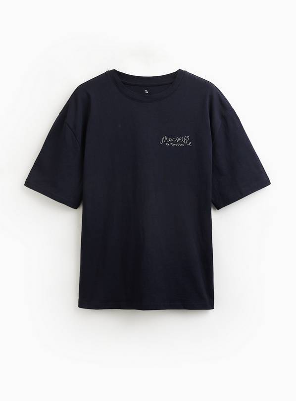 Navy Marseille Graphic Relaxed Fit T-Shirt M