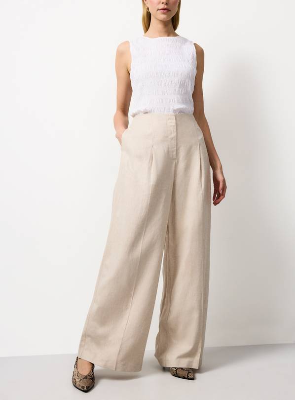 Neutral Ultra Wide Leg Linen Trousers 16R