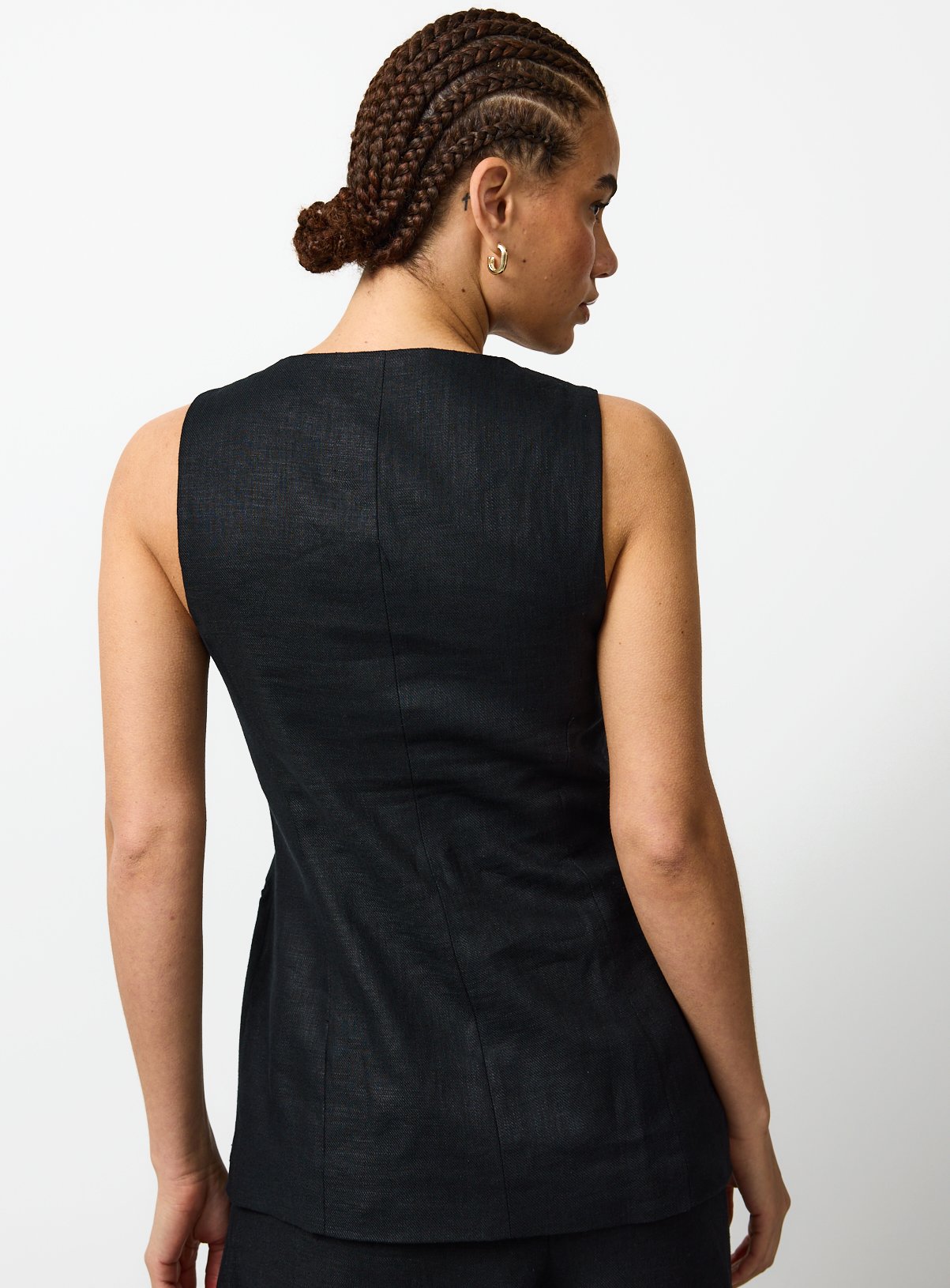 Black Linen Blend Longline Waistcoat 16 - Image 4 thumbnail
