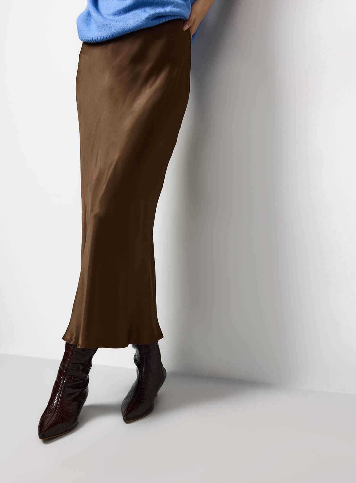 Brown Satin Midaxi Skirt 6 - Image 3