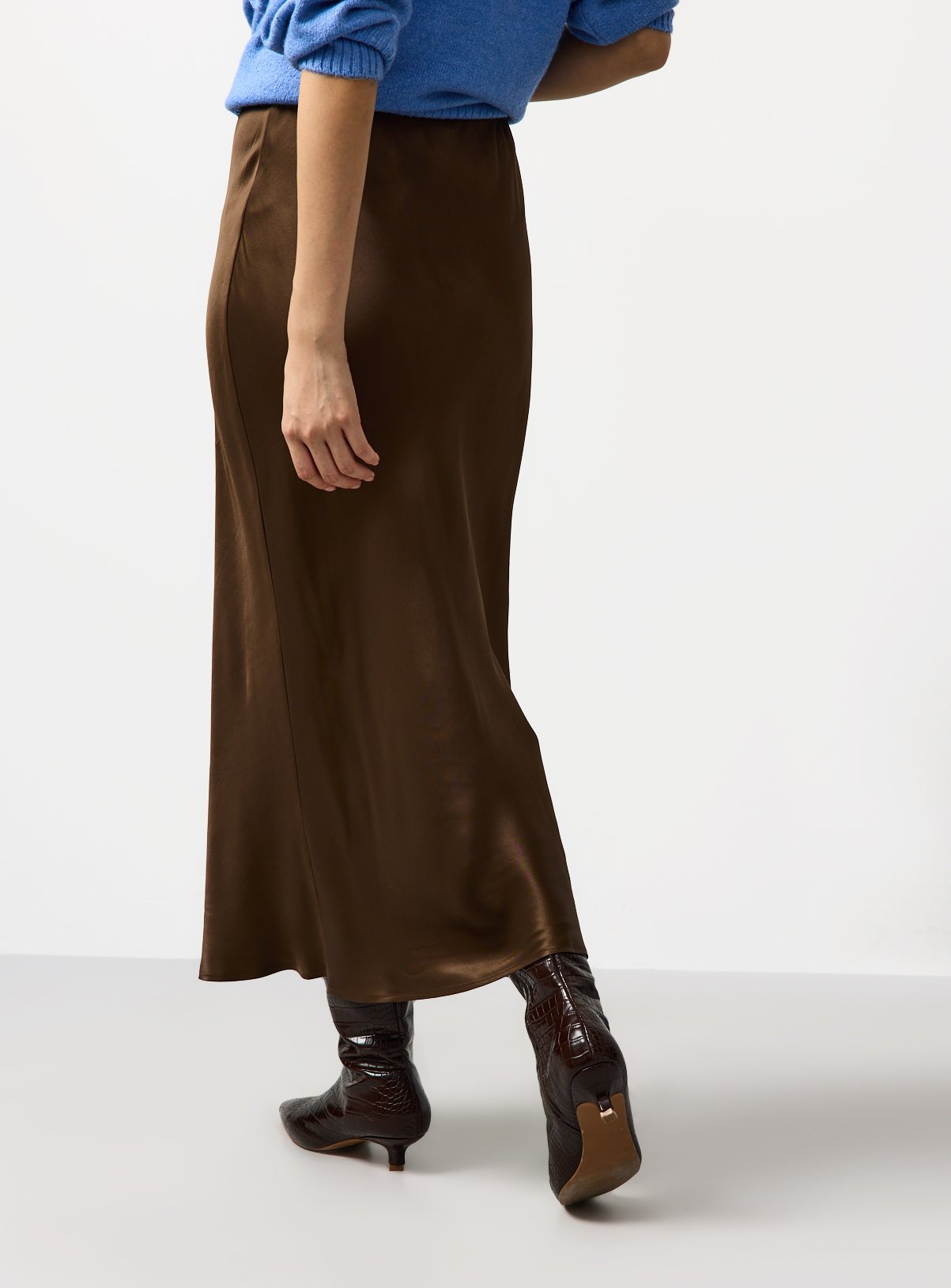 Brown Satin Midaxi Skirt 6 - Image 4 thumbnail