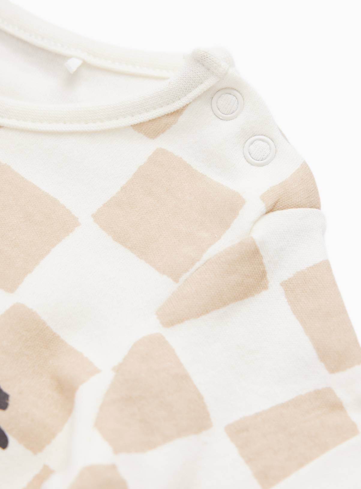 Beige Checkerboard Rolling Stones Print Romper 18-24 months - Image 2