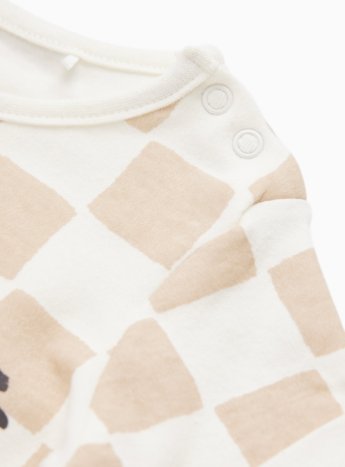 Beige Checkerboard Rolling Stones Print Romper 18-24 months - Image 3 thumbnail
