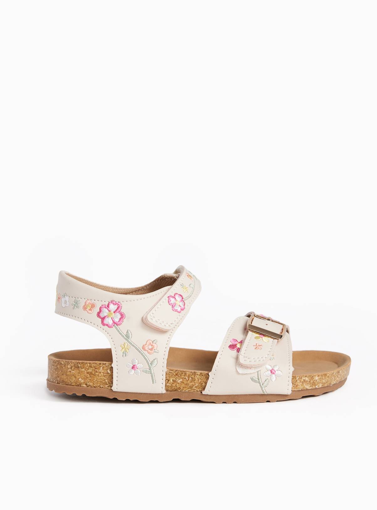 Pink Floral Embroidered Footbed Sandals 6 Infant - Image 2