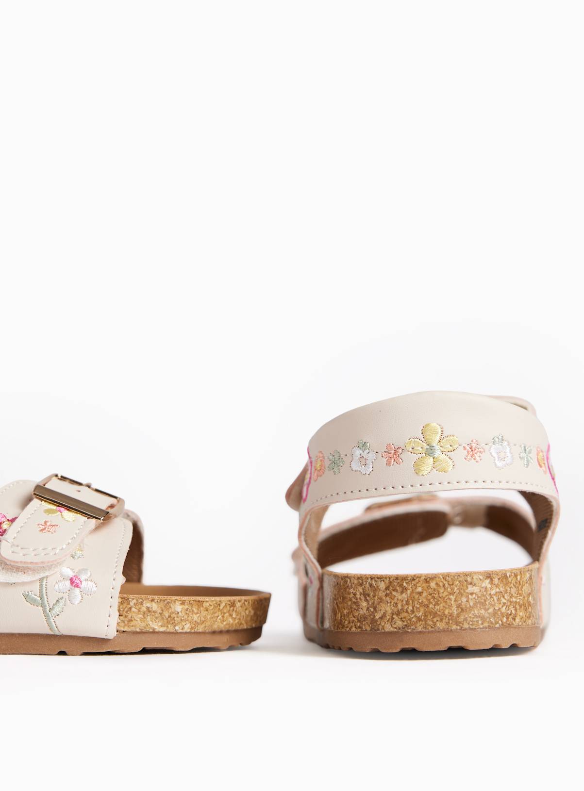 Pink Floral Embroidered Footbed Sandals 6 Infant - Image 3