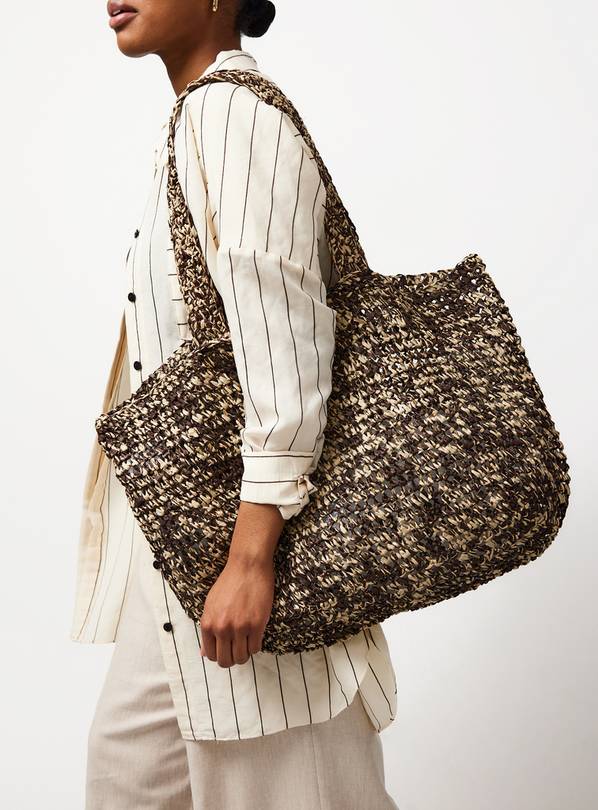 Neutral Straw Shopper Bag One Size