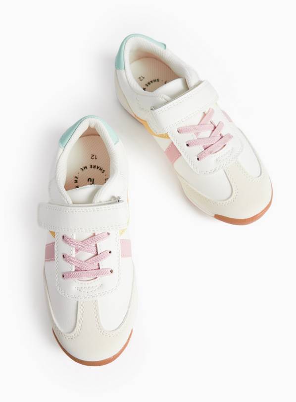 White & Pink Low Profile Slim Trainers 2