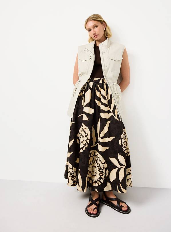 Brown Shell Print Full Midi Skirt 10