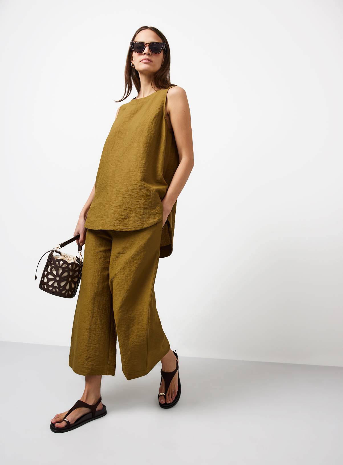 Khaki Sleeveless Shell Top 20 - Image 2