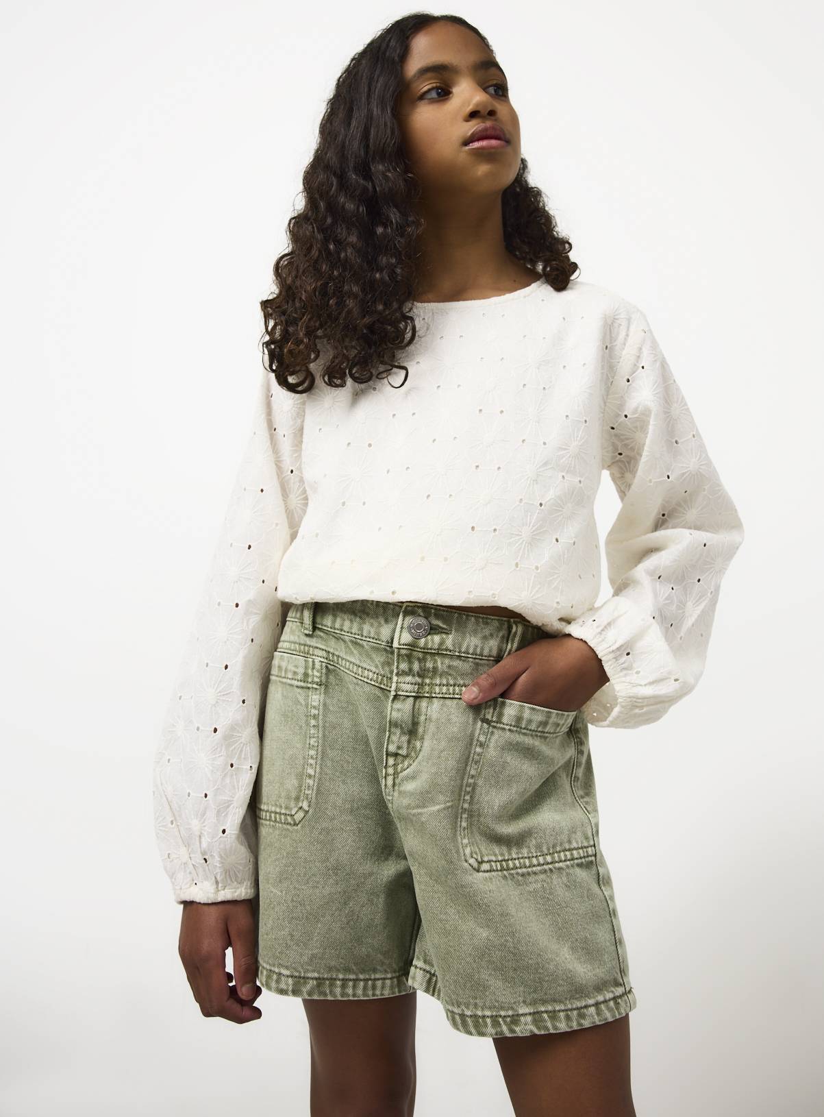 Khaki Denim Shorts 7 years - Image 1