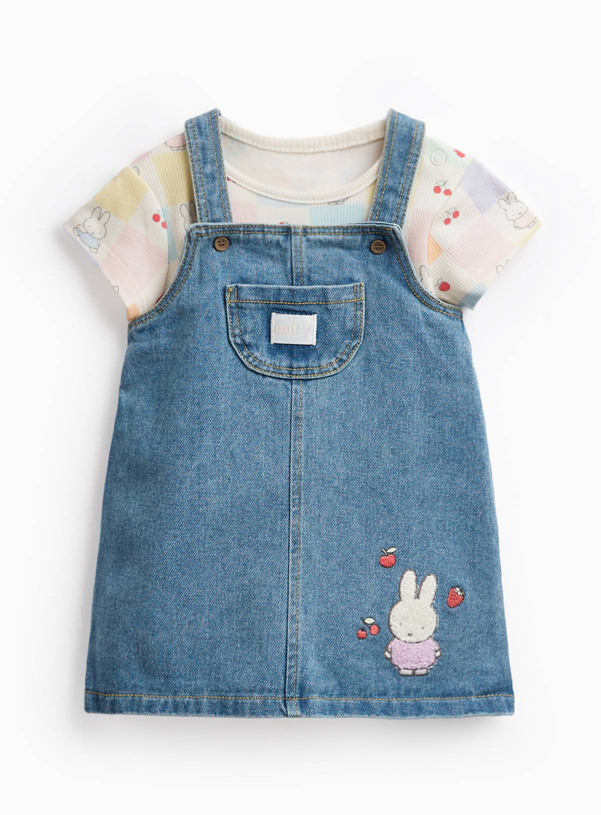 Blue Miffy Print Pinafore Dress & Bodysuit Set Up to 3 mths - Image 1