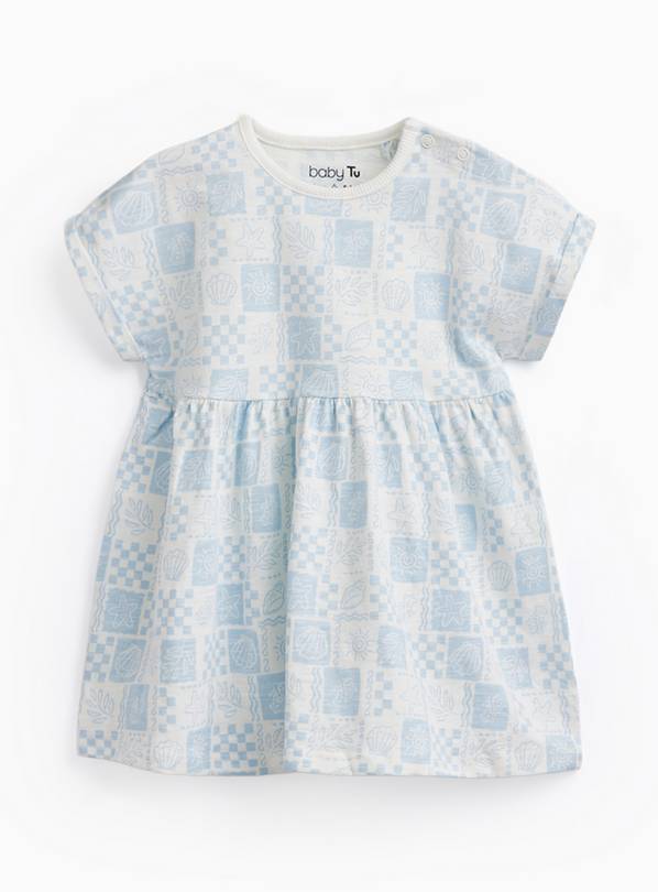 Blue Shell Print Jersey Dress Up to 3 mths