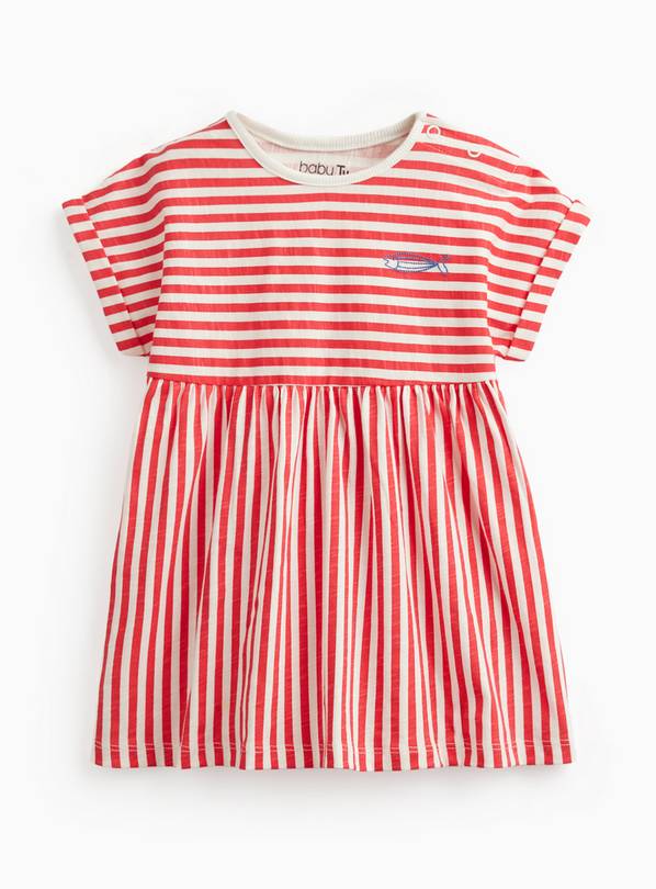 Red Stripe Print Short Sleeve Dress 3-6 months