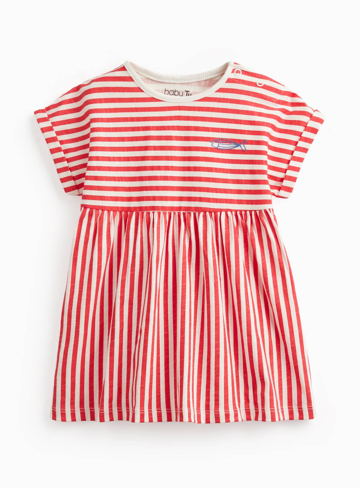 Red Stripe Print Short Sleeve Dress Up to 3 mths - Image 1
