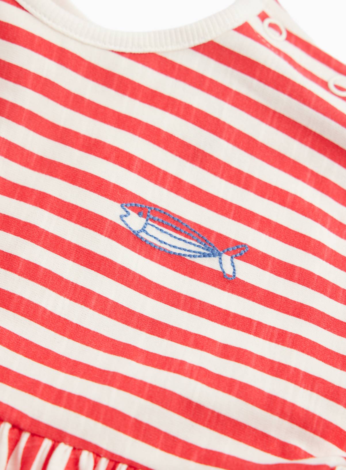 Red Stripe Print Short Sleeve Dress Up to 3 mths - Image 2