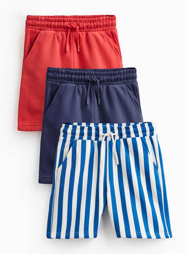 Plain & Stripe Print Sweat Shorts 3 Pack 4-5 years