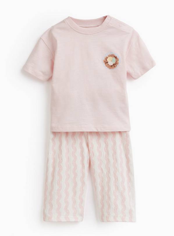 Easter Pink Tee & Wiggle Stripe Trouser Set 3-6 months