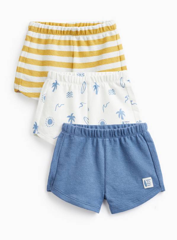 Ocean & Stripe Print Shorts 3 Pack 6-9 months