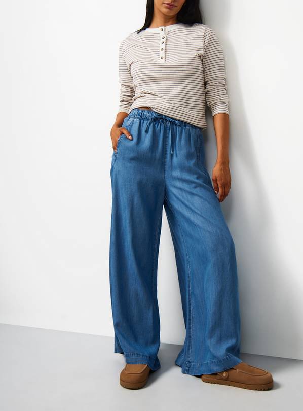 Blue Chambray Palazzo Trousers 16