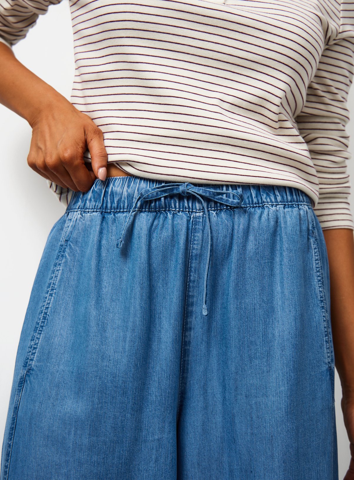 Blue Chambray Wide Leg Palazzo Trousers 16 - Image 3 thumbnail