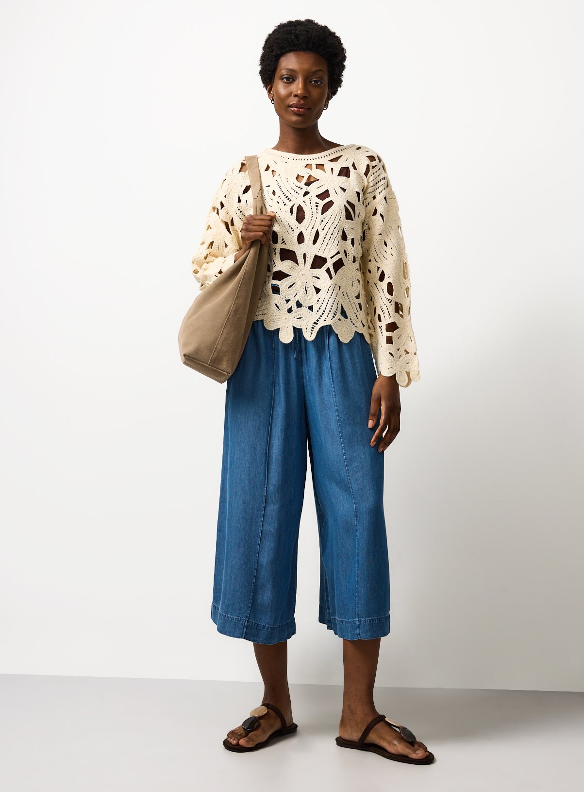 Blue Chambray Culotte Trousers 12 - Image 3 thumbnail