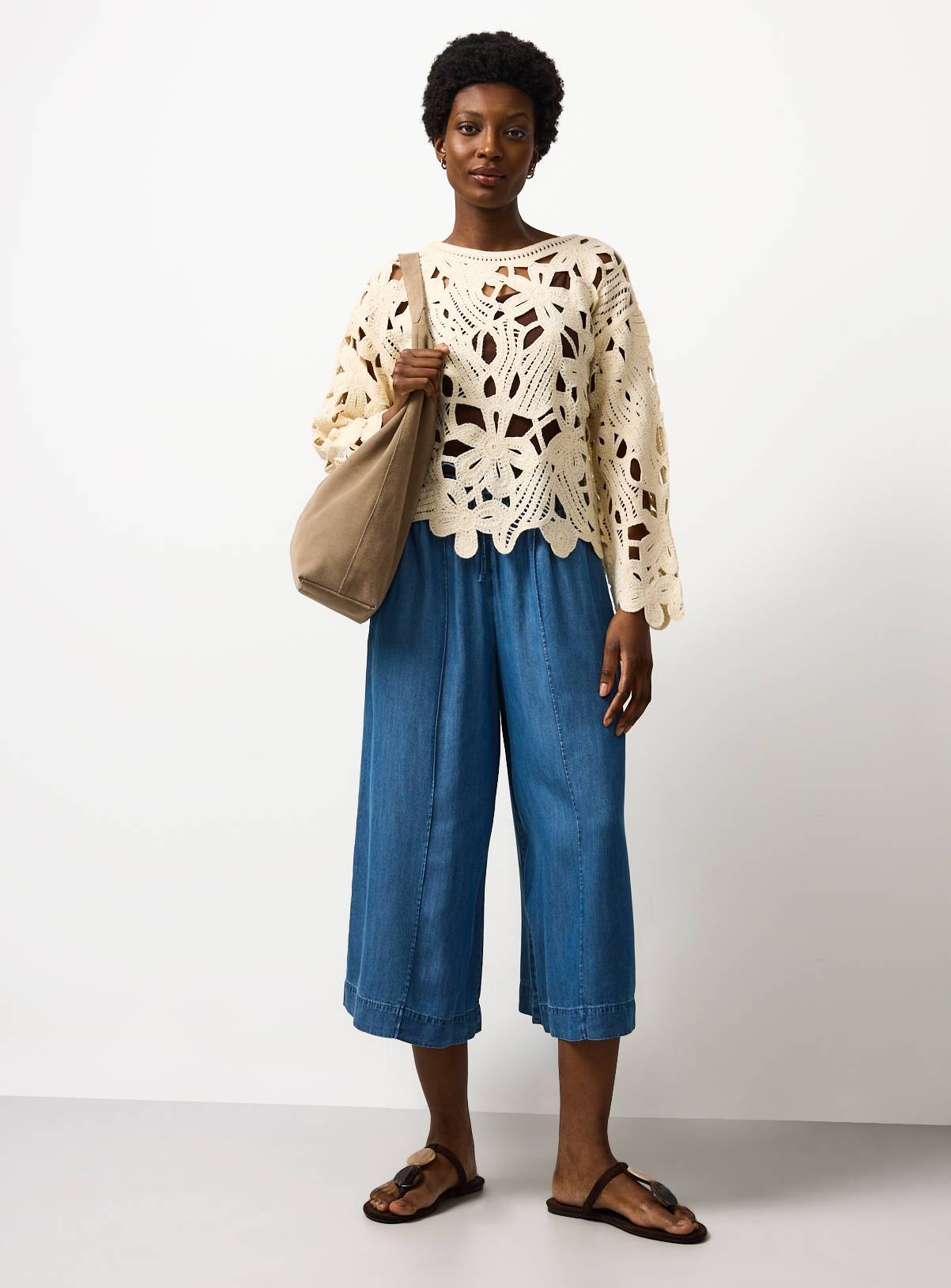 Blue Chambray Culotte Trousers 12 - Image 3