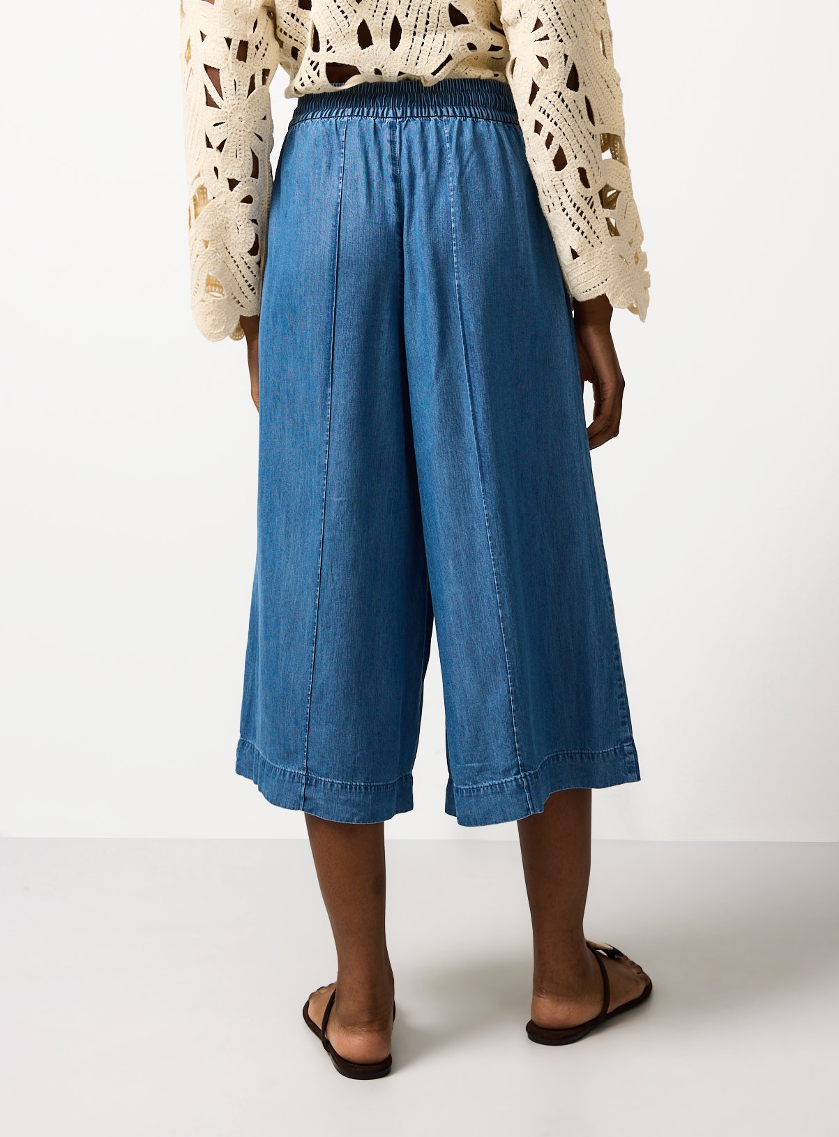 Blue Chambray Culotte Trousers 12 - Image 4 thumbnail