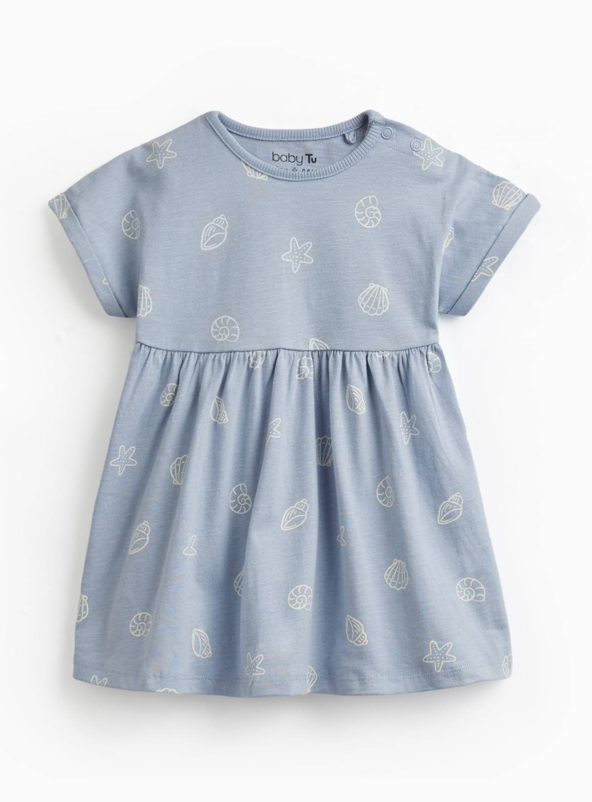 Blue Shell Print Short Sleeve Dress 12-18 months - Image 1
