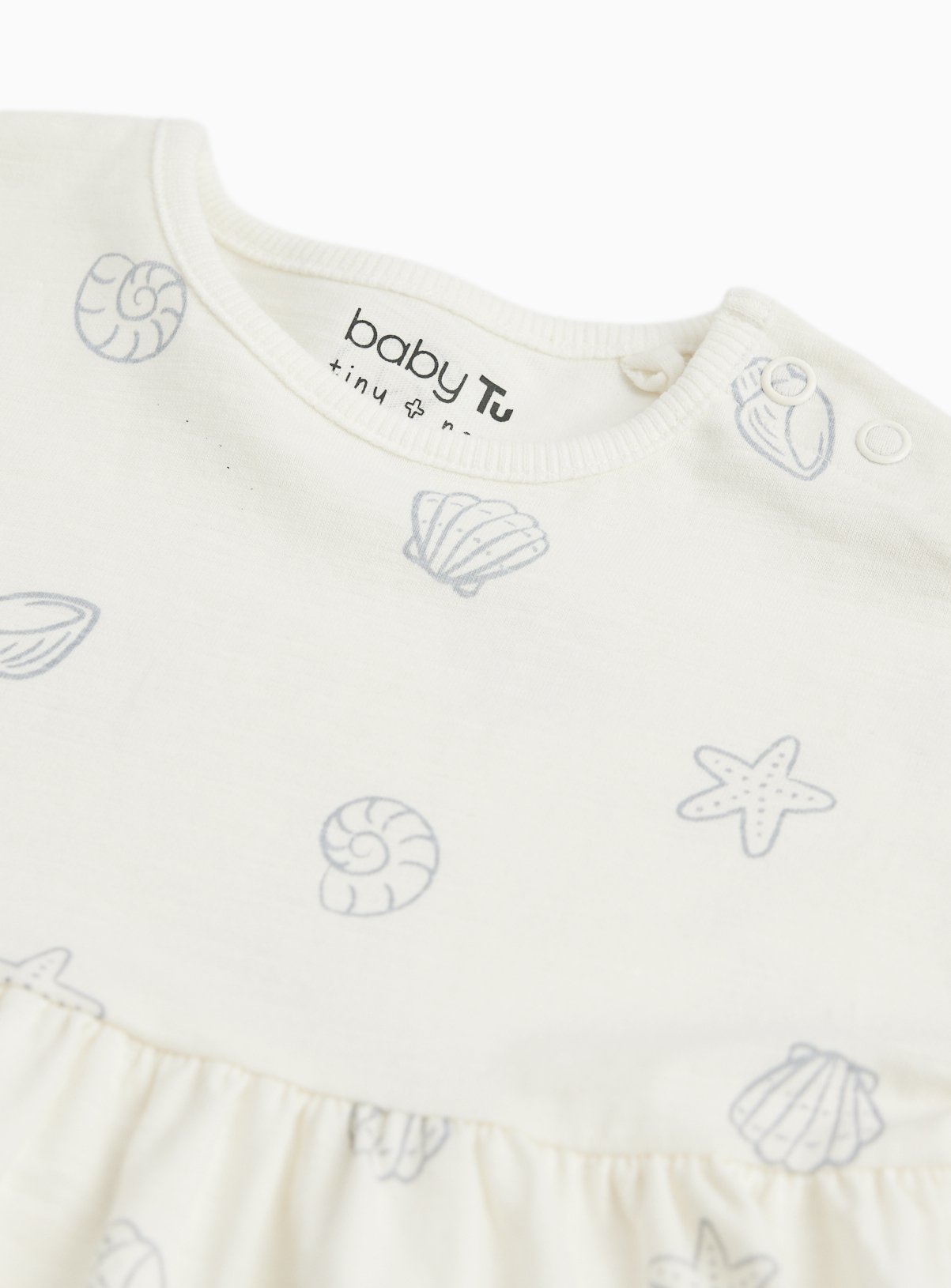 Cream Shell Print Short Sleeve Dress 3-6 months - Image 2 thumbnail