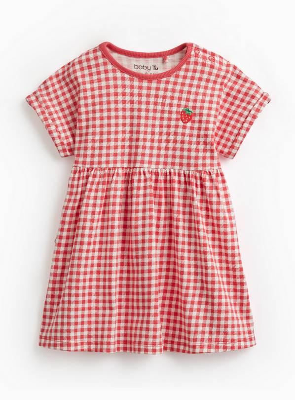 Red Gingham Print Short Sleeve Dress 6-9 months