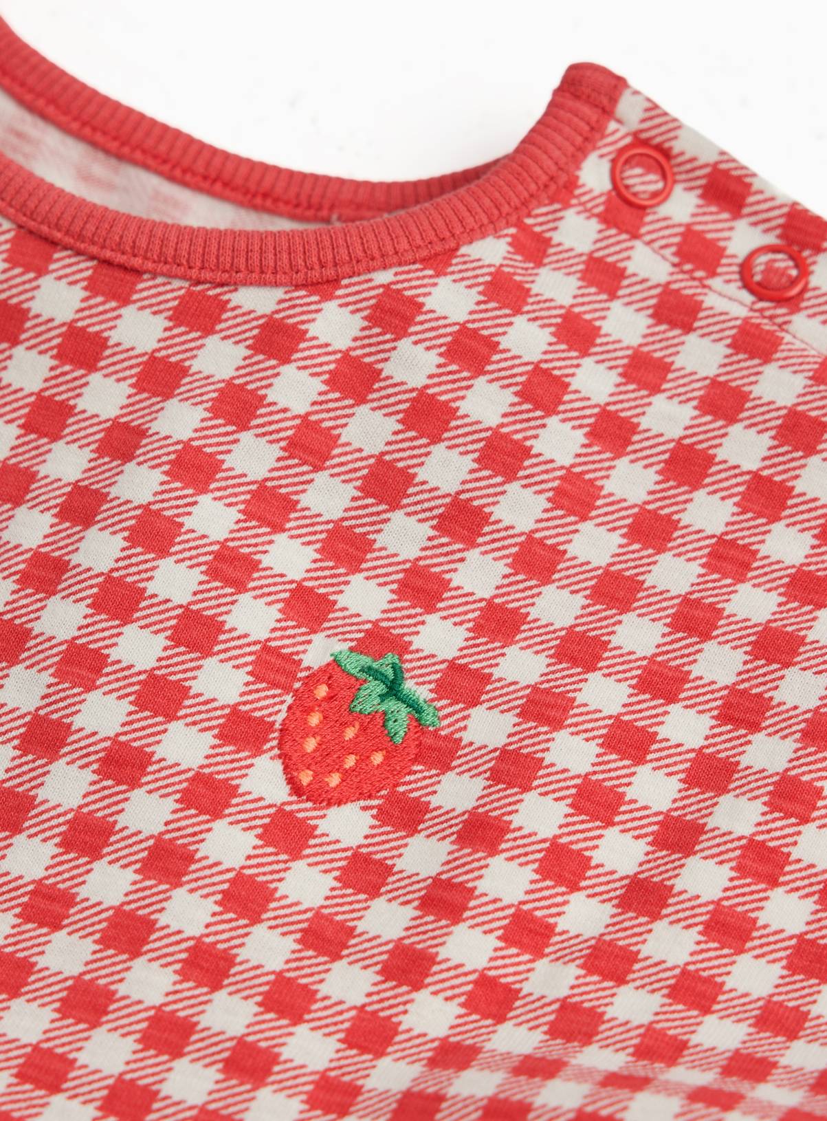 Red Gingham Print Short Sleeve Dress Up to 3 mths - Image 2