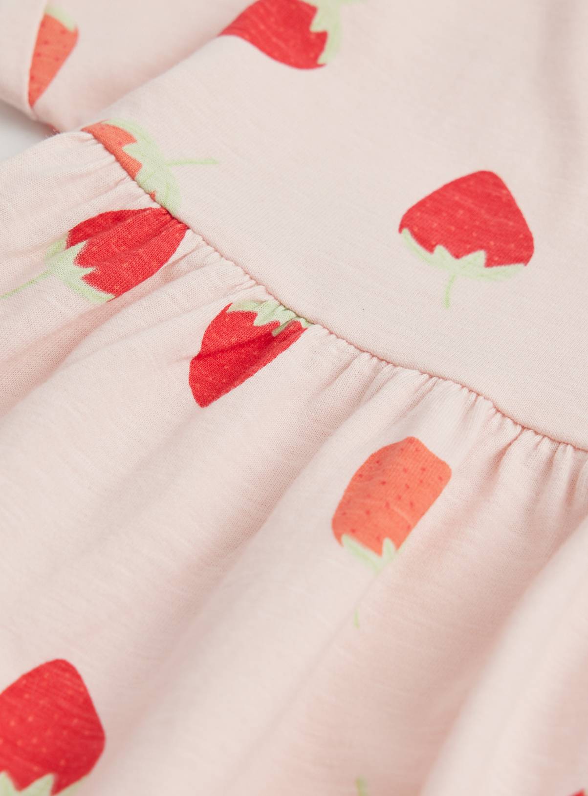 Pink Strawberry Print Short Sleeve Dress Up to 3 mths - Image 2