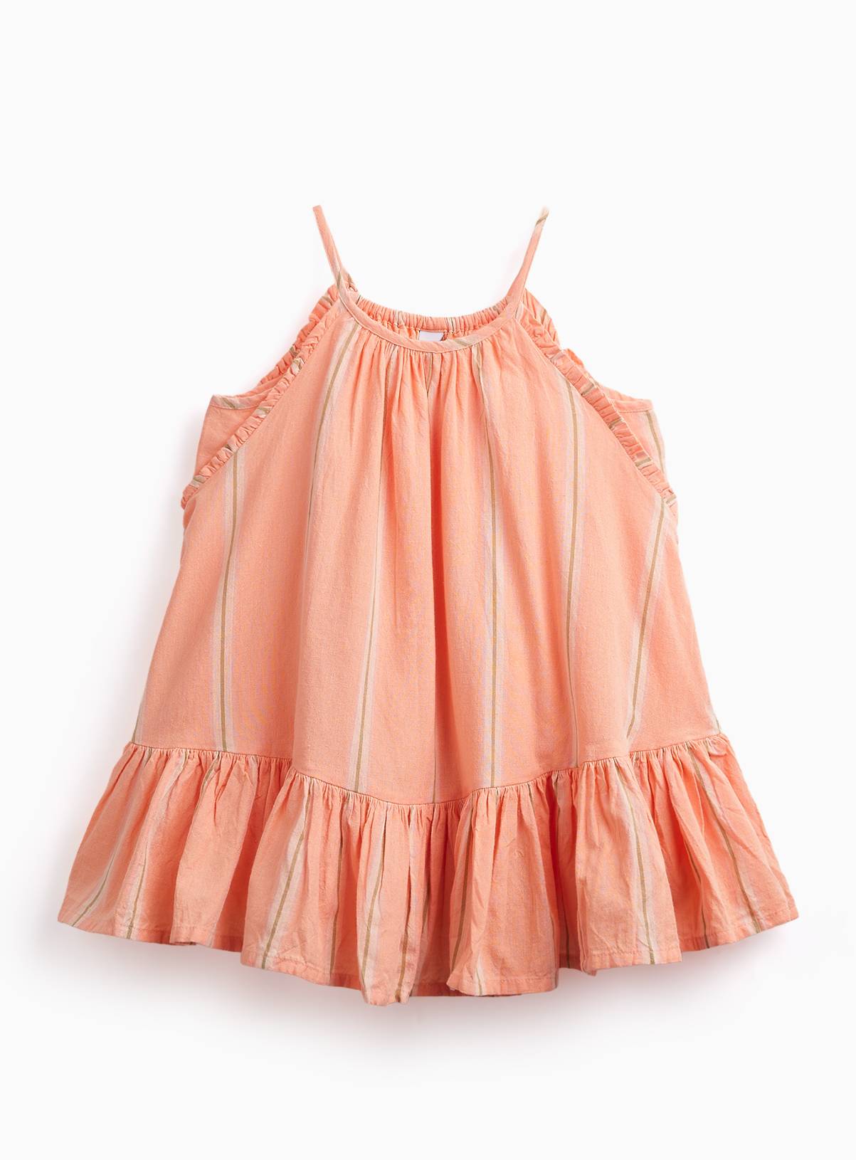 Coral Stripe Print Strappy Sleeveless Dress 3-4 years - Image 1