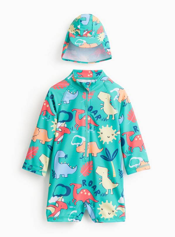 Dinosaur Print Swim Set with Keppi Hat 12-18 months