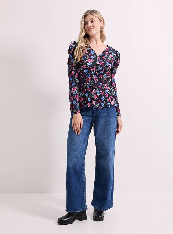 DOROTHY PERKINS Button Detail Printed Peplum Blouse 14