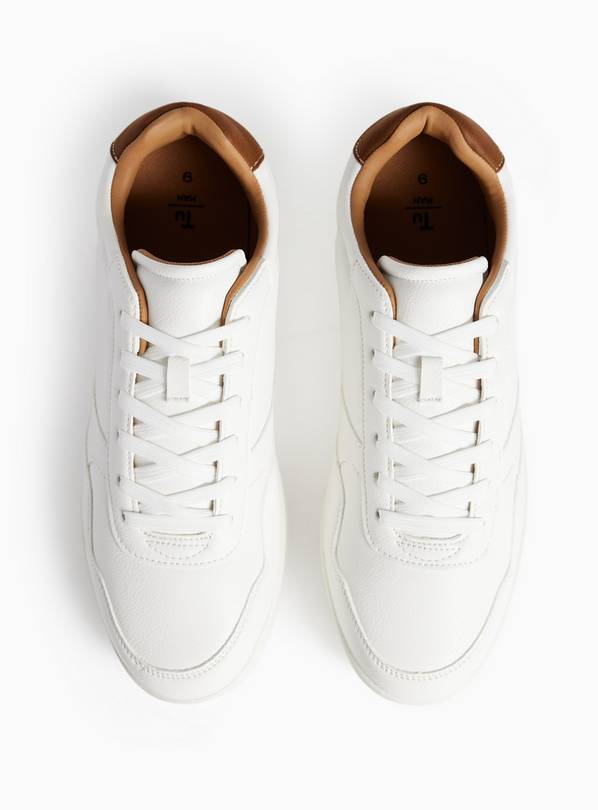 White PU Leather Cupsole Trainers 8