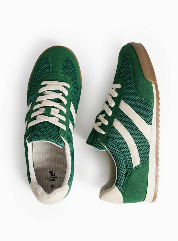 Green Retro Style Mesh Detail Trainers 7