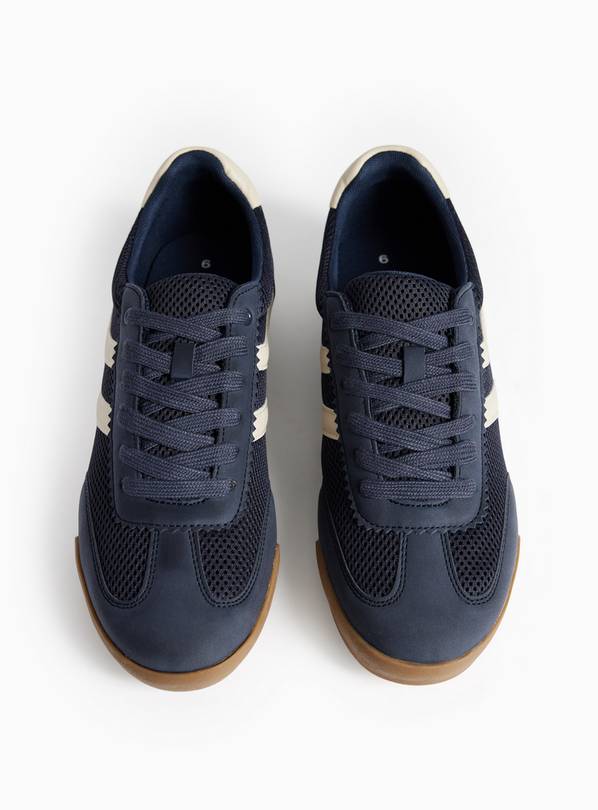 Navy Retro Style Mesh Detail Trainers 11