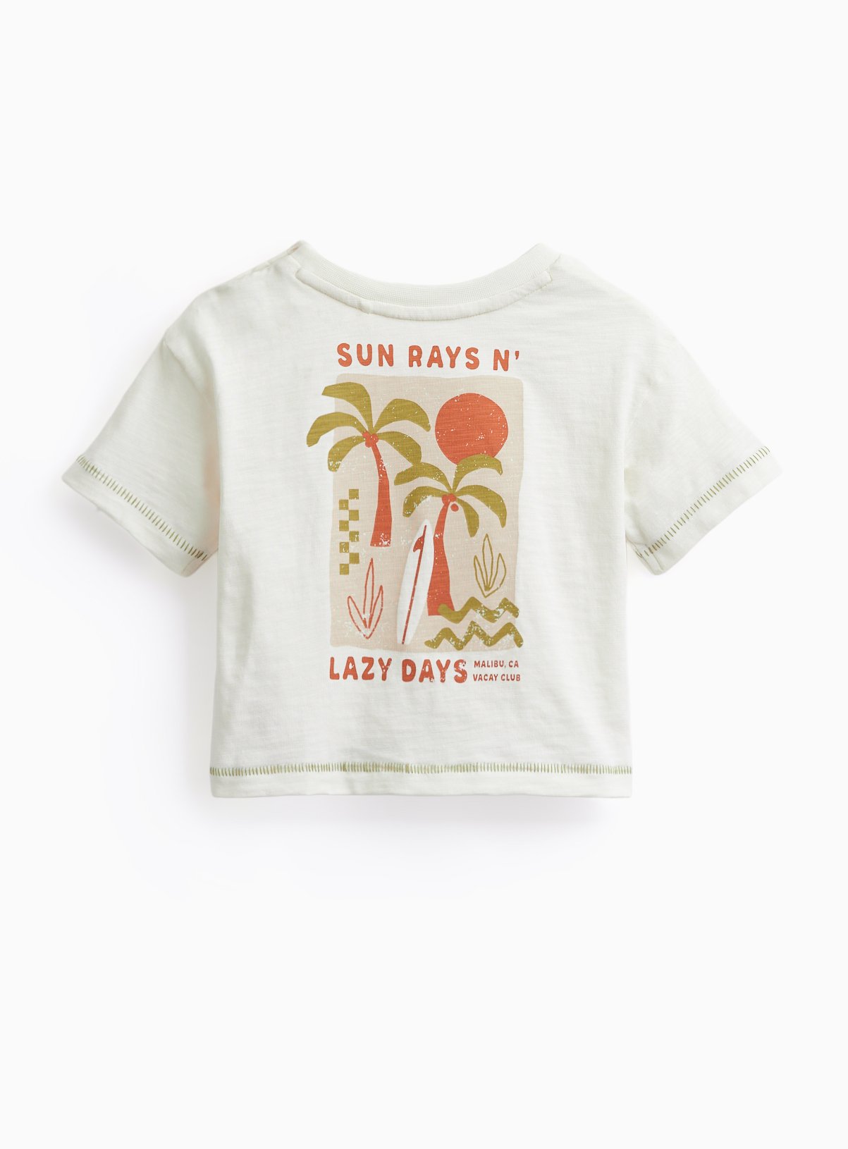 White Palm Tree Print T-Shirt & Trousers Set 3-6 months - Image 2 thumbnail