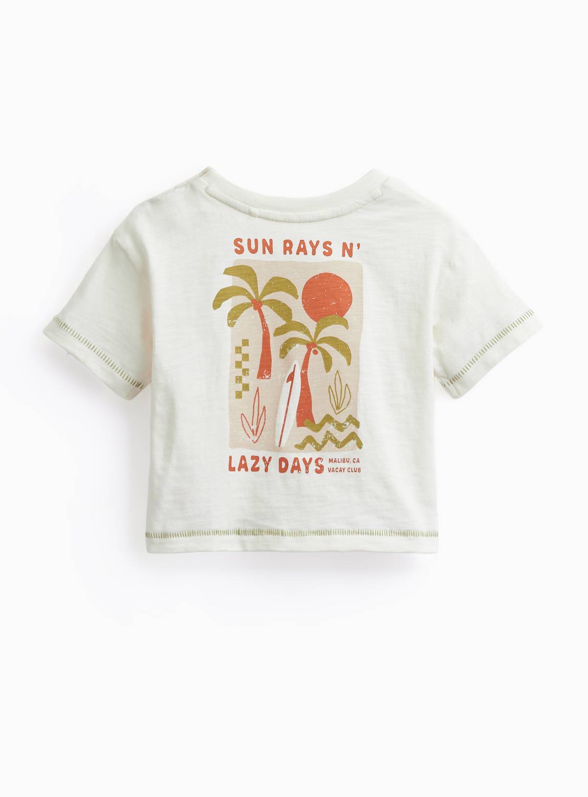 White Palm Tree Print T-Shirt & Trousers Set 3-6 months - Image 2