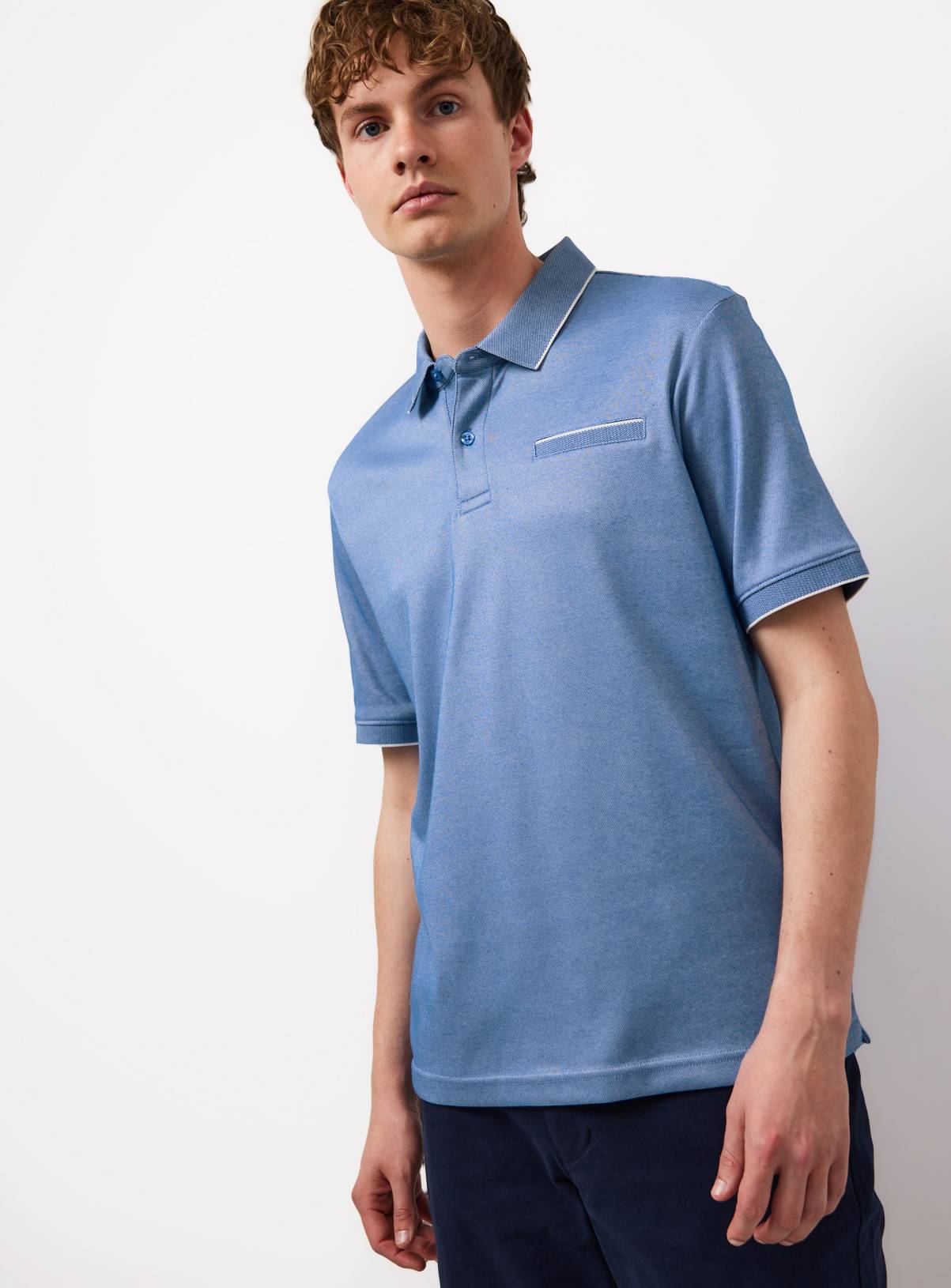 Blue Two Tone Polo Shirt L - Image 1