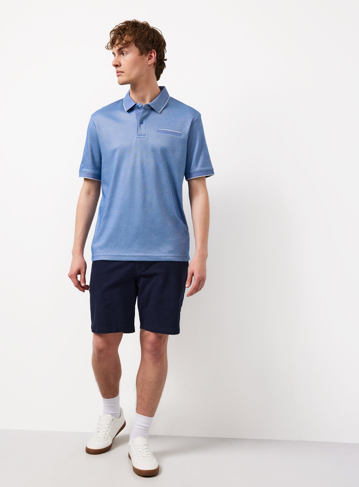 Blue Two Tone Polo Shirt L - Image 2 thumbnail