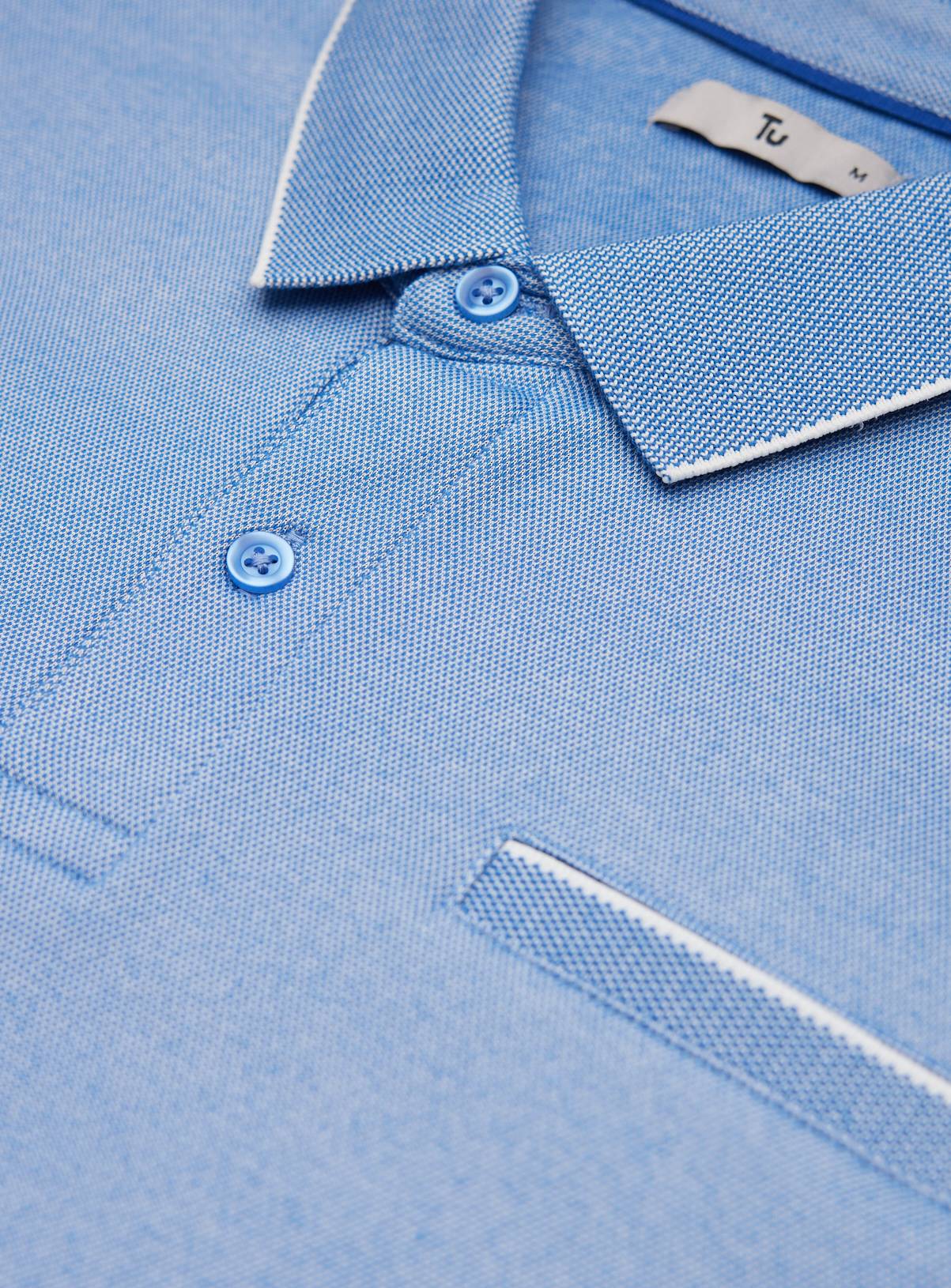 Blue Two Tone Polo Shirt L - Image 4