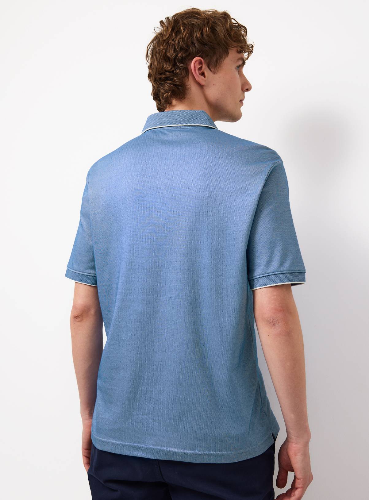Blue Two Tone Polo Shirt L - Image 5